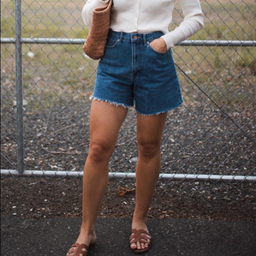 Everlane A Line Denim Shorts (medium indigo)- 27